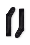 Calcetines largos negros con canalé brillante