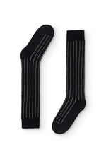 Calcetines largos negros con canalé brillante