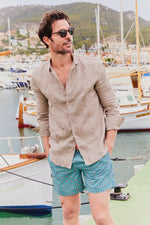 CAMISA LINO GRIS TOPO