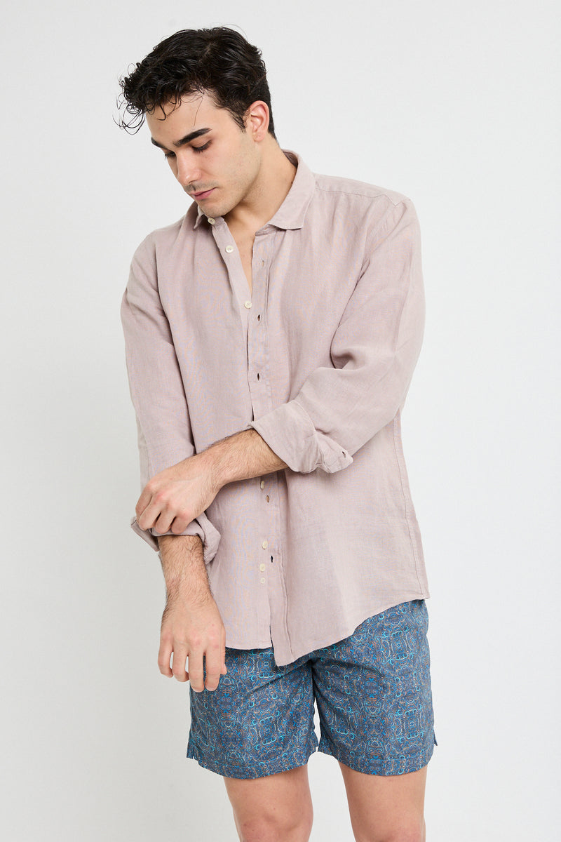 CAMISA LINO GRIS TOPO