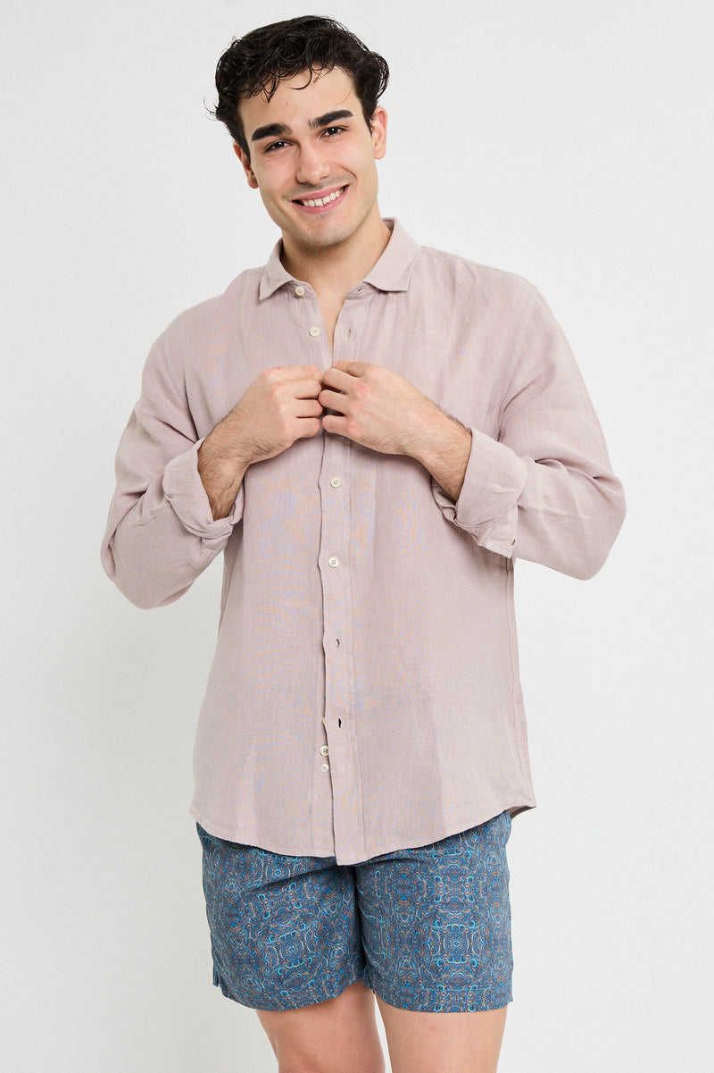 CAMISA LINO GRIS TOPO