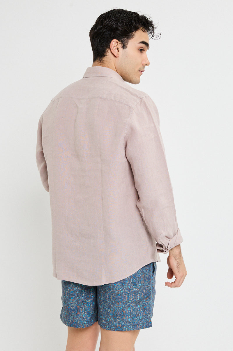 CAMISA LINO GRIS TOPO