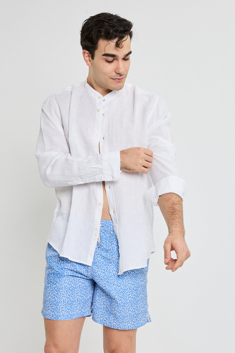 WHITE LINEN SHIRT MAO
