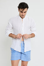 WHITE LINEN SHIRT MAO