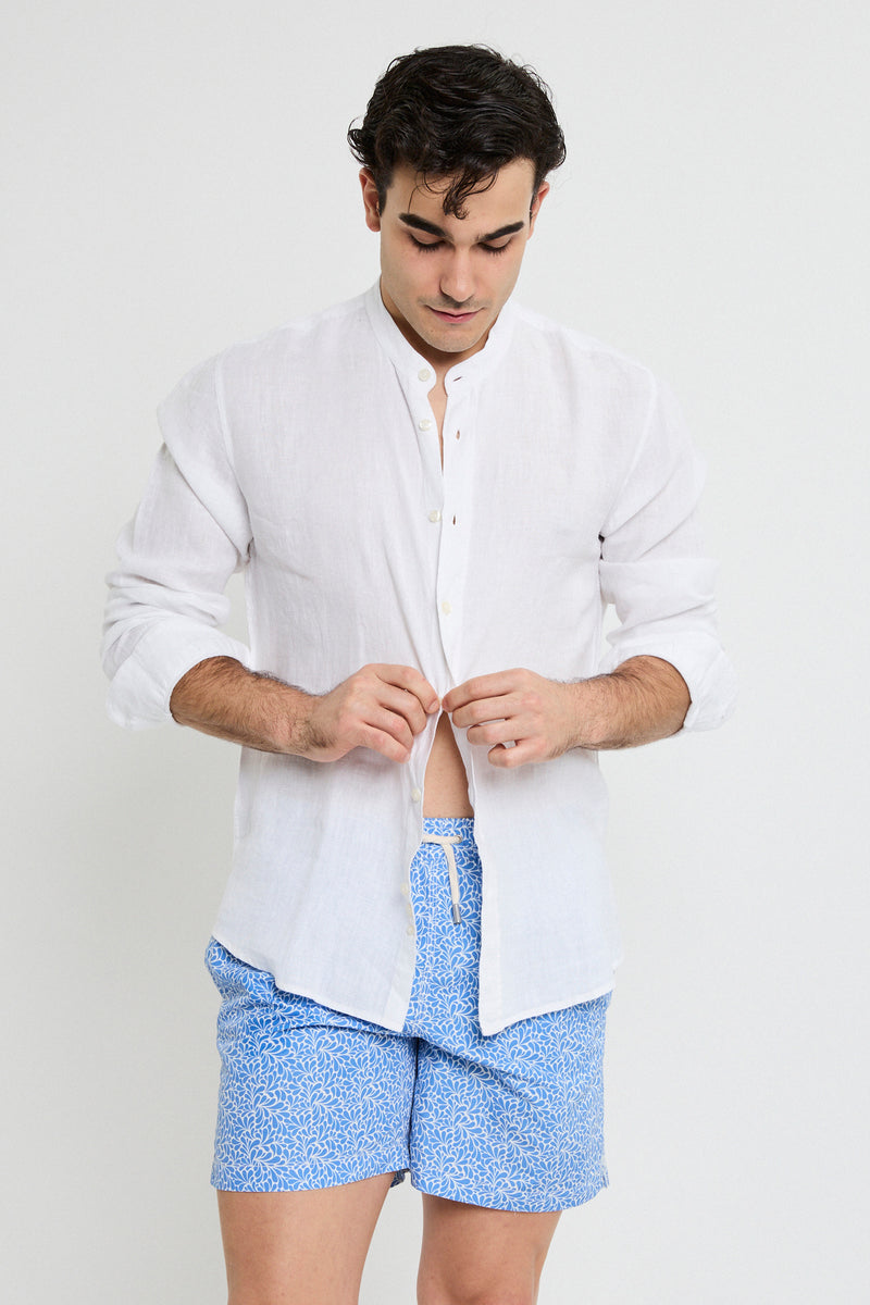 WHITE LINEN SHIRT MAO