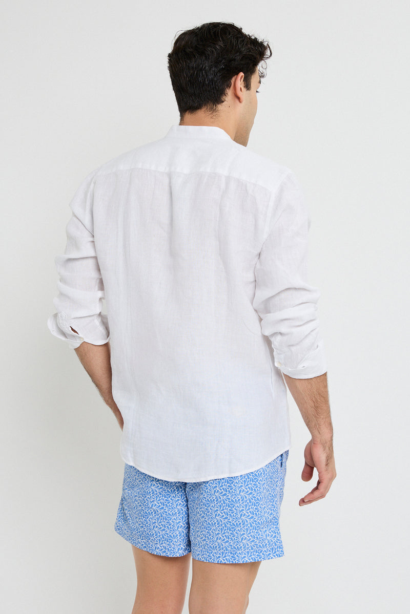 WHITE LINEN SHIRT MAO