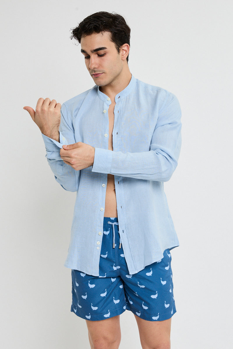 CAMISA LINO AZUL CLARO MAO
