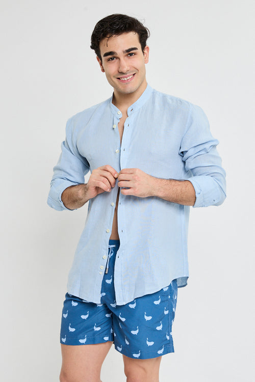 CAMISA LINO AZUL CLARO MAO