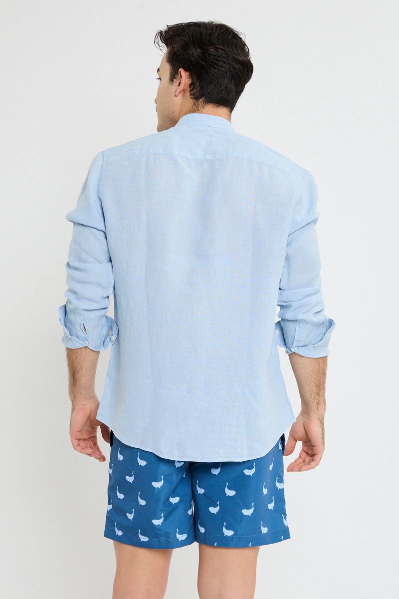 CAMISA LINO AZUL CLARO MAO