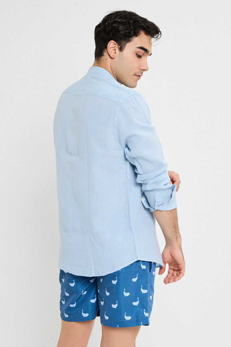 CAMISA LINO AZUL CLARO MAO