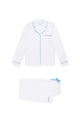 PIJAMA MUJER LISO BLANCO RIBETE AZUL