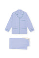 PIJAMA HOMBRE LISO AZUL OXFORD RIBETE VERDE