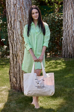 VESTIDO CAMISERO LINO VERDE MENTA
