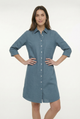 VESTIDO CAMISERO AZUL PETROLEO