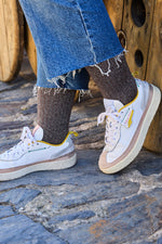 calcetines grises de algodón con brillante, cómodos de usar