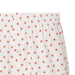 Ropa interior masculina en algodón blanco con diseño de estrellas, cinturilla elástica y botonadura delantera para mayor comodidad.