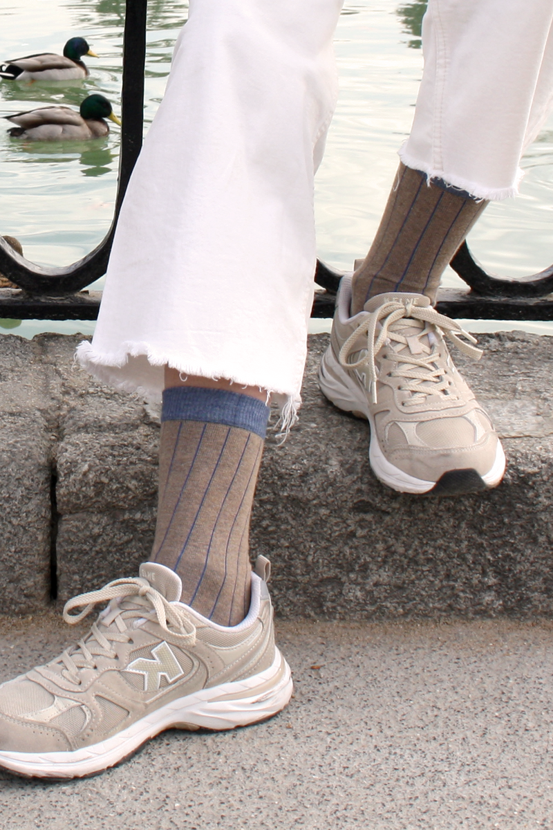 LINES BEIGE-AZUL CORTO